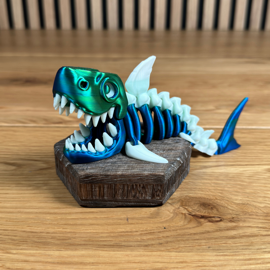 3D Skelett-Hai Figur – Bewegliches Design in Grün-Blau mit weißen Zähnen und Flossen - Alinova