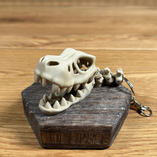 3D T-Rex-Kopf Schlüsselanhänger – Skelettdesign in Beige - Alinova