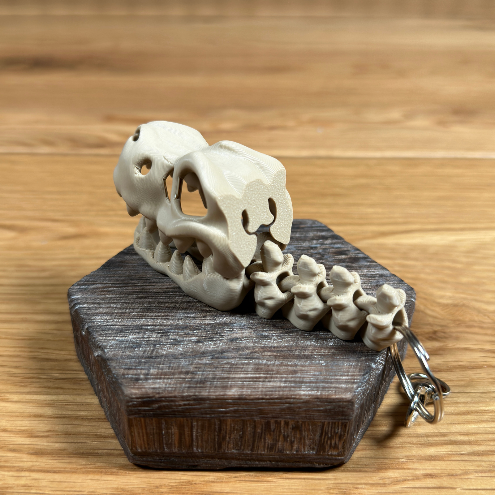 3D T-Rex-Kopf Schlüsselanhänger – Skelettdesign in Beige - Alinova